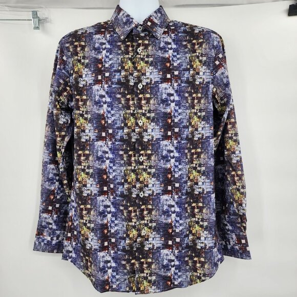 ALEX VANDO Men's Geo Printed Stretch Dress Shirt Small NWT - Picture 2 of 10